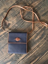 Borsa portafoglio a tracolla Esprit vintage blu navy marrone organizer usata in ottime condizioni pulita