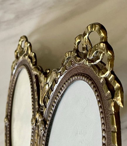 Antique/Vintage D&P Brass Oval Double Picture Frame Ribbon Top 3.5" X 5" Photos - Picture 9 of 10