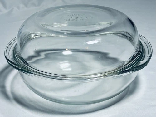 Vintage Pyrex 026 Clear Glass 3 Qt Round Oven Roasting Casserole Dish EXCELLENT