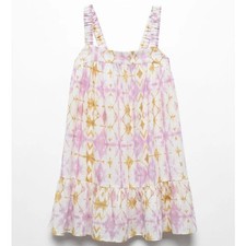 Mango Kids' Lula Abstract Tie Dye Cut Out Dress Size 12