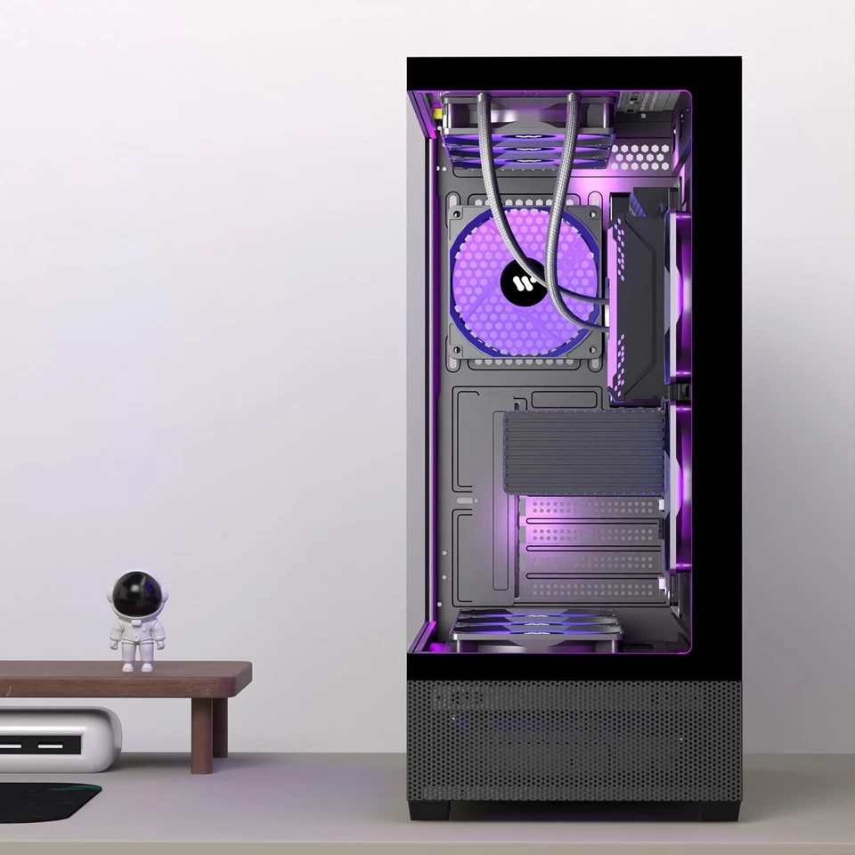 PC CASE ATX 6 PWM ARGB Fans Pre-Installed, Mid-Tower Gaming PC Case, Panoramic T - Image 3 of 4