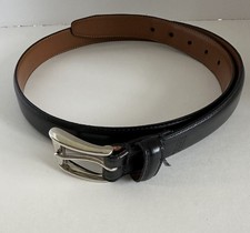 Chaps Black Genuine Leather Dress Belt W/ Silver Tone Buckle, Size 36