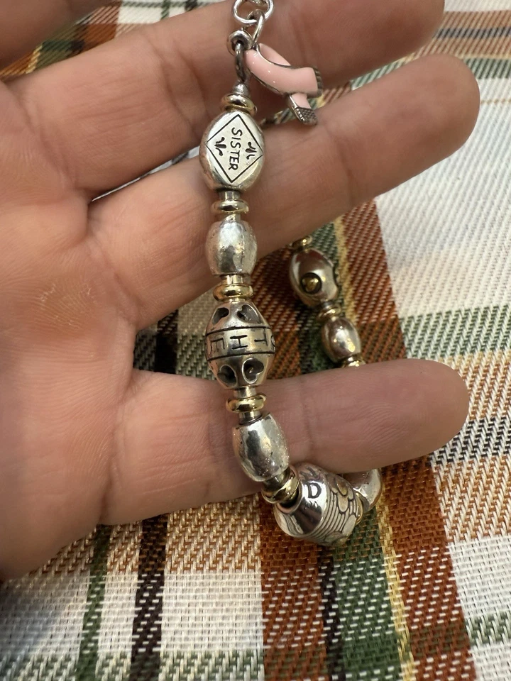 Браслет с брелоками BRIGHTON «Сила розового» лента осведомленности о раке молочной железы 9 дюймов - Изображение 3 из 4