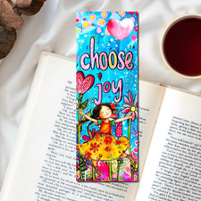 Whimsical Bookmark - Joyful Girl 6x2, Laminated Gift For Book Readers