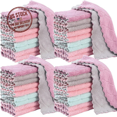 32 Pack Microfiber Dish Cloths Kitchen Towels Soft Absorbent Cleaning Rags Multi