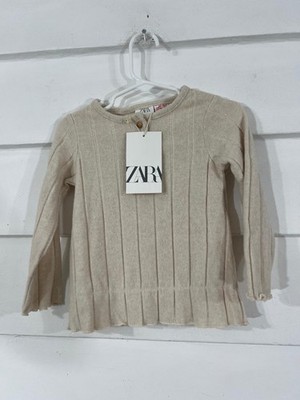 New ZARA Toddler Baby Girl Beige Long Sleeve Soft Touch 6-9 Months 74CM