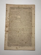 Niles Weekly Register May 28, 1814, JAMES MADISON Letter, War of 1812 Events