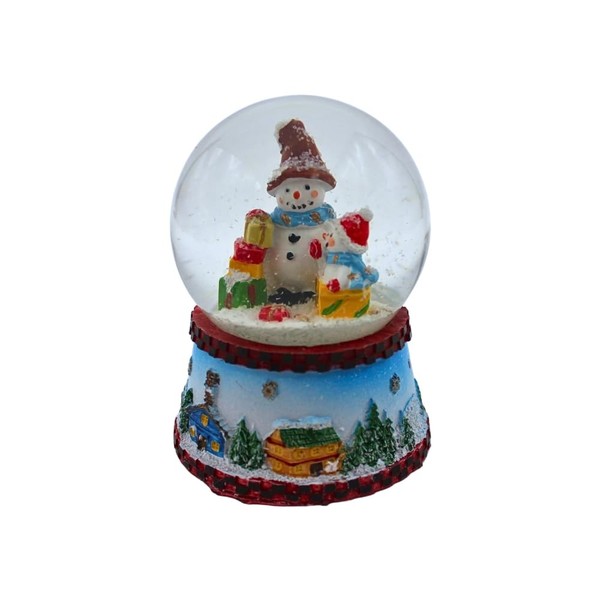 Schneekugel Schneemann Blau 8,5X6,5Cm Ø6,5Cm Weihnachtsdeko Dekofigur-image