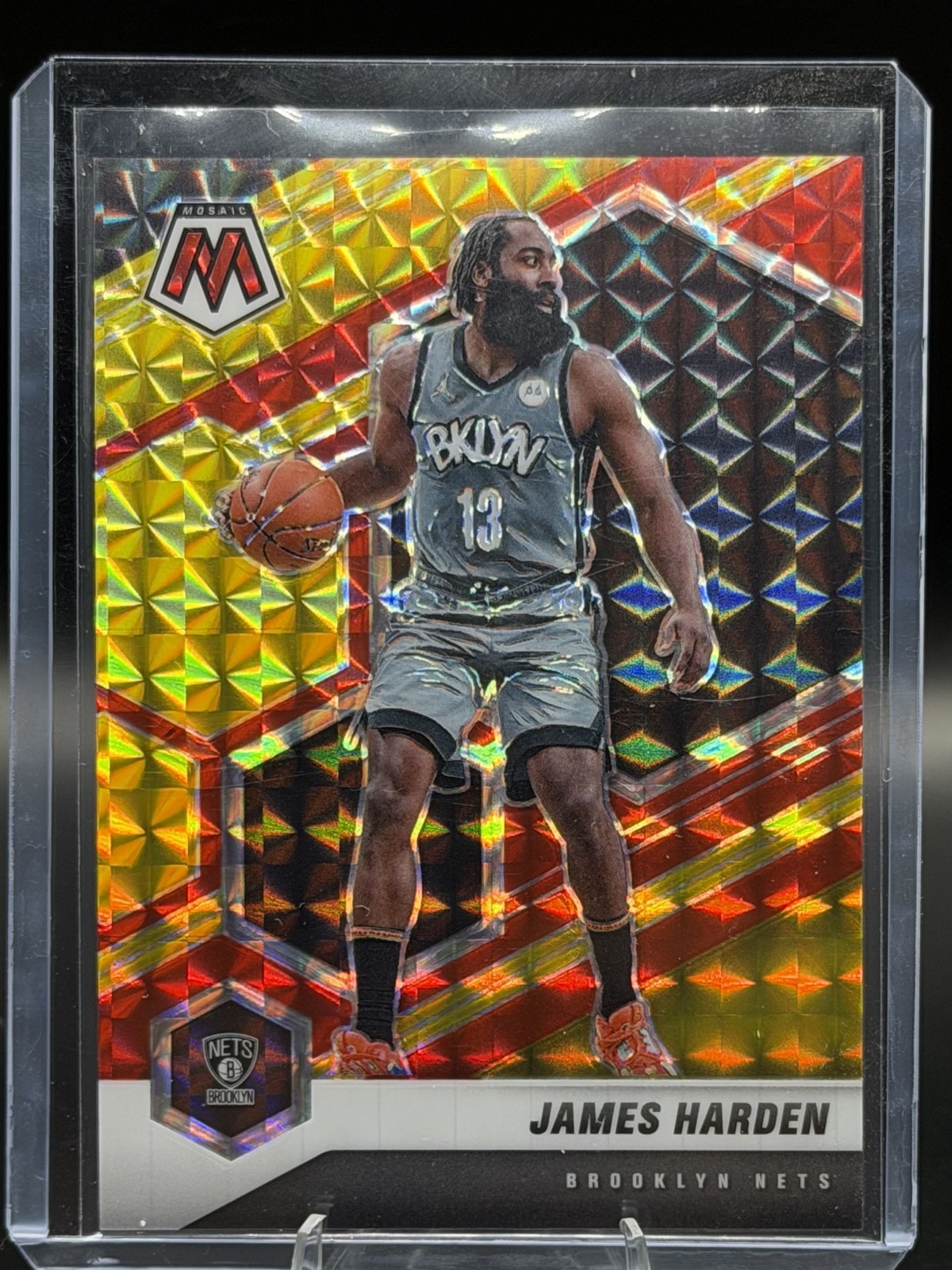 2020-21 Panini Mosaic - James Harden #173 Choice Fusion Red & Yellow Prizm /88