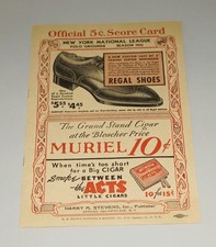 ORIGINAL 1935 NEW YORK GIANTS VS. CINCINNATI REDS BASEBALL SCORE CARD NICE!