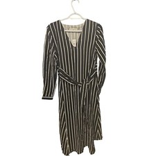 Women's Dress Stripe Tie Waist Midi Dress by LOFT Size 6 Minimalist NWT