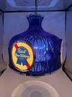 VTG Pabst Blue Ribbon Beer Light Blue PBR Hanging Lamp Poker Bar Pub Sign 1964