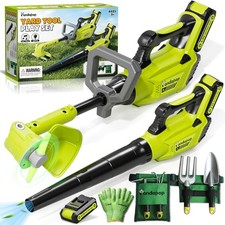 Pandapop Kids Gardening Tools Set, 2 In 1 Kids Leaf Blower  Toy Lawn Mower with