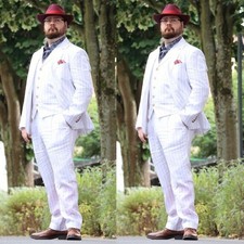 Men's Suit Striped Peak Lapel Formal Wedding Groom Casual Prom Coat Pant Vest