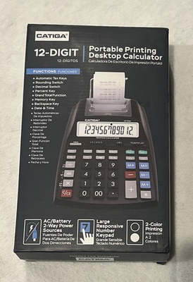 #ad CATIGA CP 90A Portable Printing Calculator Adding Machine 12 Key $38.95