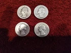 4 1936 Circulated 90% Silver Washington Quarters