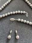 Vintage Silver Tone Choker Necklace Bracelet & Earrings Silver Ball Beaded Set — photo 2