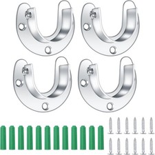 4 Packs Wardrobe Pole Brackets, 25 mm/1 inch Stainless Steel Closet Pole Socket