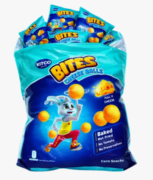 20 Kleinpack X Kitco Cheese Ball Bites Chips mit Käsegeschmack, 16 g