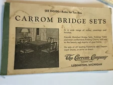 CARROM Company Bridge Sets Ad w/Ten Pins Game Rules Score Card LUDINGTON MI