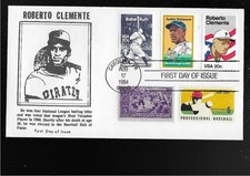 US FDC FIRST DAY COVER # 2097 ROBERTO CLEMENTE  1984 BASEBALL  COMBO