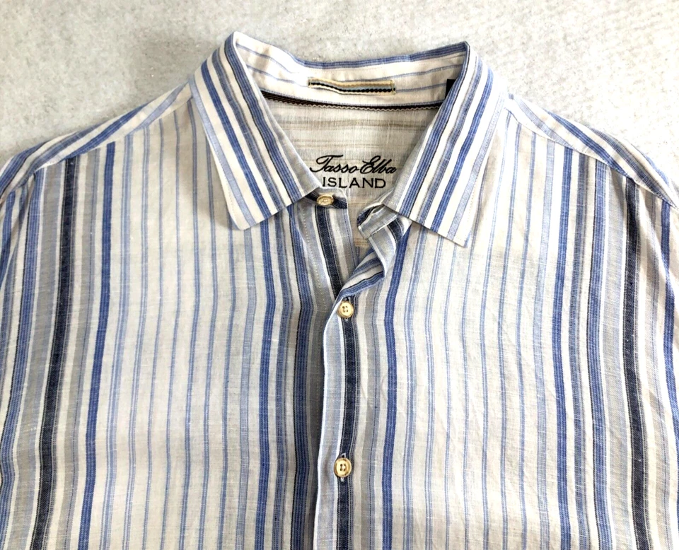 Tasso Ella Island Mens Linen Blend Dress Shirt Size XL Button-Up Long Sleeve - Image 2 of 4