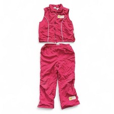 Pok mon Pikachu Vintage Girls Pink 2pc Outfit Set Zip Vest Pants 4/5