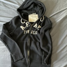 Abercrombie Fitch Black Full Zip Hooded Hoodie w/ Pockets Logo XXL