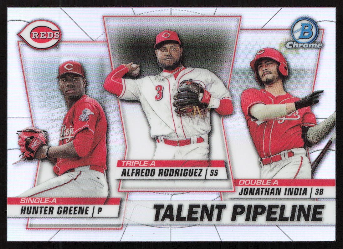 2020 Bowman Chrome Talent Pipeline India, Greene, Rodriguez #TP-CIN Reds