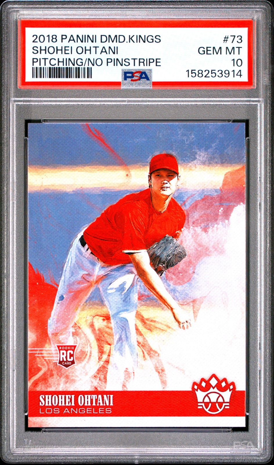 2018 DIAMOND KINGS PITCHING/NO PINSTRIPE #73 SHOHEI OHTANI ROOKIE RC PSA 10 view 1