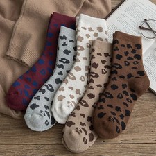 Spotted Leopard Print Women Socks Cotton Terry Tube Thickened Warm Socks Cotton
