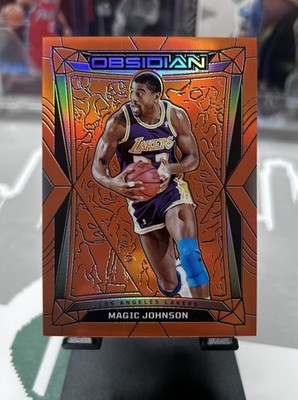 2023-24 Panini Obsidian - Magic Johnson #13 Electric Etch Orange Flood /99