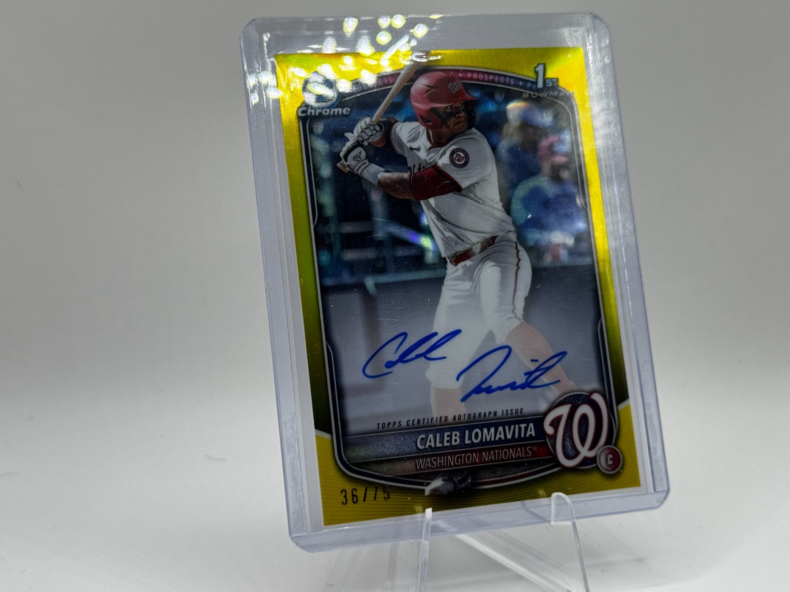2025 Bowman Chrome #CPA-CLO  Caleb Lomavita 1st Bowman Auto Yellow Refractor /75