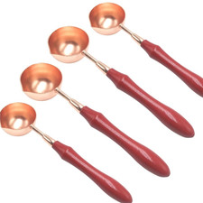 4Pcs Wax Seal Spoon with Wooden Handel Wax Sealing Stamp Melting Spoon Waxseal W