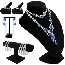 6 Pcs Velvet Jewelry Display Set- Velvet Necklace Bust Holder Mannequin Bust ...