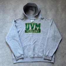 Vintage UVM Vermont Hoodie The Cotton Exchange Y2K Grey XL Fits L Made in USA