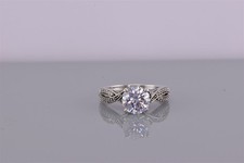 Sterling Silver 8mm Cubic Zirconia Accented Crossover Band Ring 925 Sz: 7