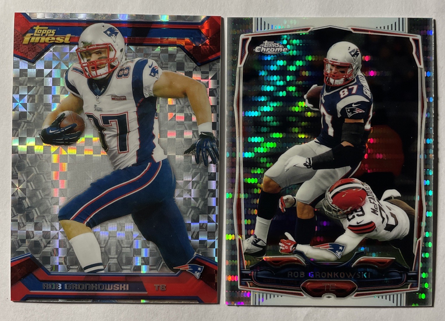 2013 Topps Finest ROB GRONKOWSKI X-Fractor + 2014 Topps Chrome Pulsar Refractor