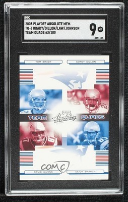 2006 Playoff Absolute Memorabilia Team Quads 63/100 Tom Brady Corey Dillon 04cw