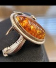 Vtg 70s Navajo Sterling Amber Feather SZ 6 Ring — photo 3