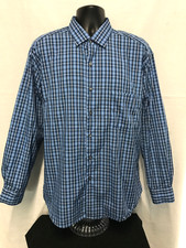 Alfani Mens 17-17.5 Fitted Performance Blue Plaid Long Sleeve Button Up Shirt