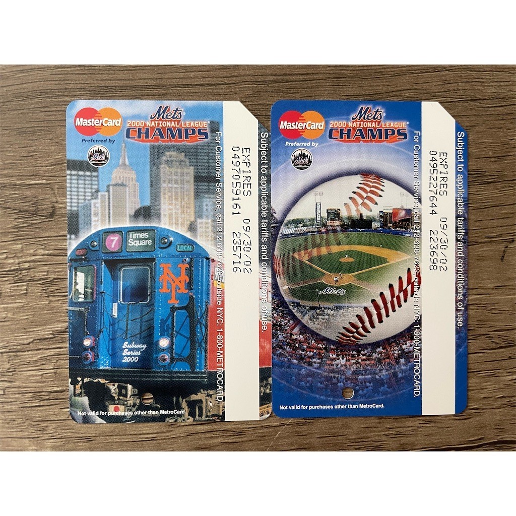 NYC MTA MetroCard Set of 2 New York Mets 2000 NL Champs Subway