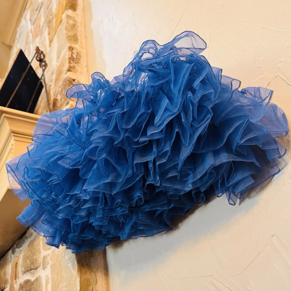 Винтажная синяя нейлоновая западная квадратная танцевальная нижняя юбка кринолин Нита Смит - Изображение 4 из 4