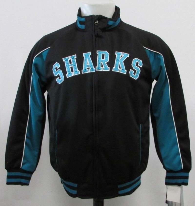 San Jose Sharks NHL Youth Unisex Full Zip Track Jacket Black Teal
