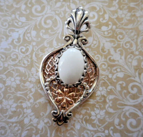 Colgante potenciador ágata blanca cobre esterlina y filigrana Carolyn Pollack RE5350T Foto 4 de 4