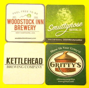4 NEW HAMPSHIRE BREWERY BEER COASTERS SMUTTYNOSE WOODSTOCK KETTLEHEAD GRITTY'S