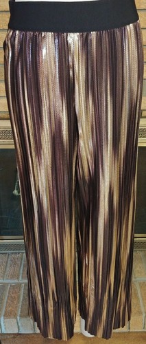 Brown Krinkle Pleat Capri Pants $250 