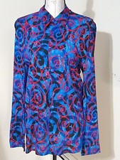NWOT STUNNING MEN'S GIANNI VERSACE COUTURE SILK SHIRT.COBALT.SCARLET.BLACK.IT50.