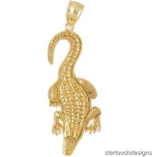 New 14k Yellow Gold Alligator Pendant