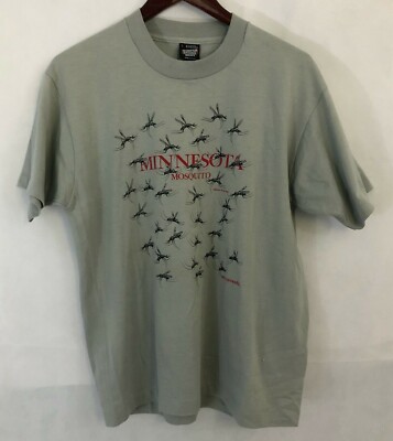 Minnesota Mosquito Shirt Mens L Vintage Y2K Screen Stars USA Gray Bugs Insects